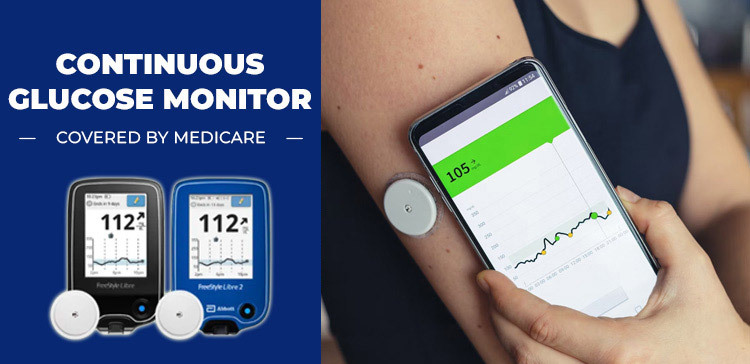 Continuous Glucose Monitor - Covered by Medicare - Shows CGM devices and smartphone app